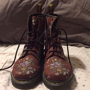 Dr. Martens ‘Castel’ Burgundy with Flowers Boots